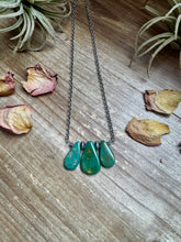 Load image into Gallery viewer, 16-Inch Green Turquoise Necklace with Sterling Silver Pearls