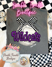 Load image into Gallery viewer, VOLLEYBALL CHECKER BOW MASCOT SPIRIT TEE