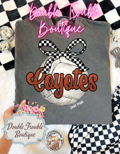Load image into Gallery viewer, VOLLEYBALL CHECKER BOW MASCOT SPIRIT TEE