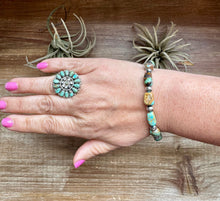 Load image into Gallery viewer, Turquoise Nugget & 6mm Sterling Silver Pearl Bracelet