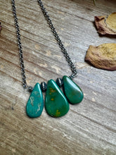 Load image into Gallery viewer, 16-Inch Green Turquoise Necklace with Sterling Silver Pearls