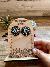 Load image into Gallery viewer, Large Concho Stud Earrings – Navajo Handmade by Leander Tahe, Sterling Silver