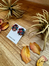 Load image into Gallery viewer, Full Cluster Earrings – Pink Dahlia Color & Sterling Silver