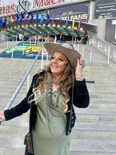 Load image into Gallery viewer, Multi Stone Squash blossom with matching earrings