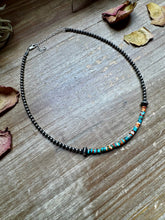 Load image into Gallery viewer, Sterling Silver Pearl Choker with Extra Turquoise & Spiny Oyster
