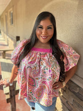 Load image into Gallery viewer, Pink Sunset Paisley Top