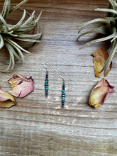 Load image into Gallery viewer, Short Turquoise Rondelle Earrings with Sterling Silver Beads