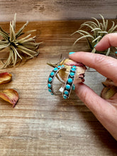 Load image into Gallery viewer, Snake Eye Hoop Earrings – Kingman Turquoise & Sterling Silver