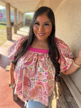 Load image into Gallery viewer, Pink Sunset Paisley Top