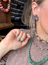 Load image into Gallery viewer, Full Cluster Earrings – Pink Dahlia Color & Sterling Silver