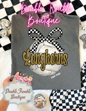 Load image into Gallery viewer, VOLLEYBALL CHECKER BOW MASCOT SPIRIT TEE