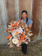 Load image into Gallery viewer, Welcome Pumpkin Lux Fall Wreath