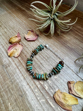 Load image into Gallery viewer, Green Turquoise Chip Bracelet with Sterling Silver Saucers & Chain