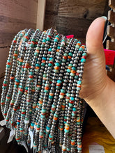 Load image into Gallery viewer, 18-Inch Sterling Silver Pearl Necklace – Mixed Turquoise & Spiny Oyster (5mm)