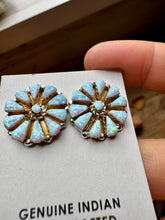 Load image into Gallery viewer, Cluster Earrings – White Opal & Sterling Silver