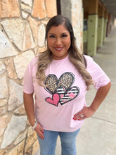 Load image into Gallery viewer, Triple Heart Graphic Tee- Pink