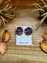 Load image into Gallery viewer, Full Cluster Earrings – Pink Dahlia Color & Sterling Silver