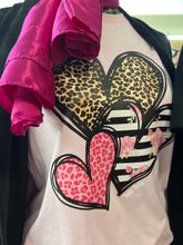 Load image into Gallery viewer, Triple Heart Graphic Tee- Pink