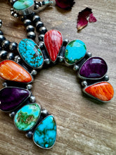 Load image into Gallery viewer, Multi Stone Squash blossom with matching earrings