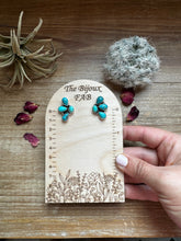 Load image into Gallery viewer, Stud 3 teardrop Kingman Turquoise Earrings
