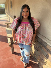 Load image into Gallery viewer, Pink Sunset Paisley Top