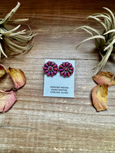 Load image into Gallery viewer, Cluster Earrings – Dark Pink Opal & Sterling Silver