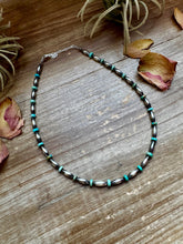 Load image into Gallery viewer, 14-Inch Sterling Silver Torpedo & Blue/Green Mexican Turquoise Choker