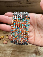 Load image into Gallery viewer, Sterling Silver Pearl Choker with Extra Spiny Oyster & Turquoise Heishi