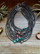 Load image into Gallery viewer, 14-Inch Sterling Silver Pearl & Mojave Bead Choker