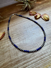 Load image into Gallery viewer, 18-Inch Lapis & Sterling Silver Pearl Necklace