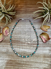 Load image into Gallery viewer, 14-Inch Sterling Silver Torpedo & Blue/Green Mexican Turquoise Choker