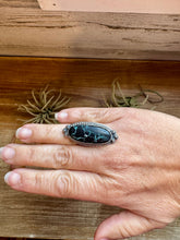 Load image into Gallery viewer, Sterling Silver & Black Buffalo Adjustable Ring – USA Made, One of a Kind