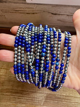 Load image into Gallery viewer, 18-Inch Lapis & Sterling Silver Pearl Necklace