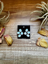 Load image into Gallery viewer, White Opal Half-Cluster Stud Earrings – Sterling Silver, Handmade in the USA