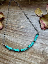 Load image into Gallery viewer, 15-Inch Paperclip Chain Necklace with Blue Turquoise Nugget & Sterling Saucer Pearls