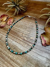 Load image into Gallery viewer, 14-Inch Sterling Silver Torpedo & Blue/Green Mexican Turquoise Choker