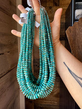 Load image into Gallery viewer, 20.5-Inch Graduated Turquoise Disk Necklace with Sterling Pearls