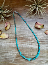 Load image into Gallery viewer, 20.5-Inch Graduated Turquoise Disk Necklace with Sterling Pearls