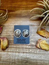 Load image into Gallery viewer, Stamped Sterling Silver Concho Earrings – Unique, Handmade, & USA Made