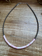 Load image into Gallery viewer, 15-Inch Pink Conch Heishi Necklace β Sterling Silver Pearls, Handmade