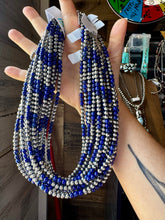 Load image into Gallery viewer, 18-Inch Lapis & Sterling Silver Pearl Necklace
