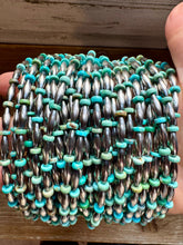 Load image into Gallery viewer, 14-Inch Sterling Silver Torpedo & Blue/Green Mexican Turquoise Choker