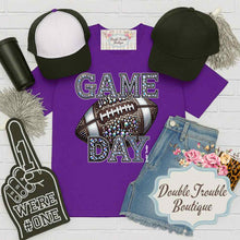 Load image into Gallery viewer, GAME DAY FOOTBALL FAUX BLING SPIRIT TEE
