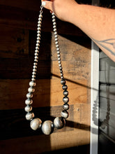 Load image into Gallery viewer, 36 inch Massive sterling silver pearls graduated
