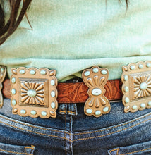 Load image into Gallery viewer, Brown Tooled Ribbon Belt
