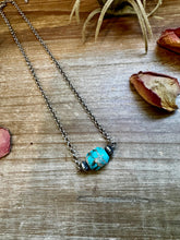 Load image into Gallery viewer, 16 inch long necklace with saucer Sterling Silver Pearls and turquoise Variscite
