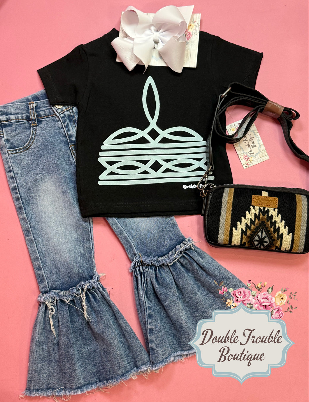 TURQ BOOT STITCH KIDS TEE