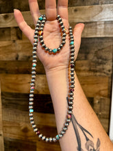 Load image into Gallery viewer, 8 mm Sterling Silver Pearls bracelet with Mohave beads
