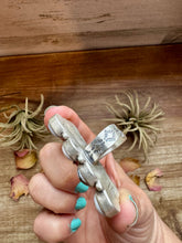 Load image into Gallery viewer, White Buffalo Turquoise Ring – 8-Stone Adjustable Long Statement Ring
