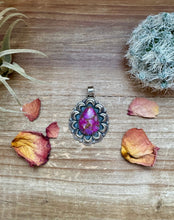 Load image into Gallery viewer, Big Pendant - Purple Dhalia &amp; Sterling Silver
